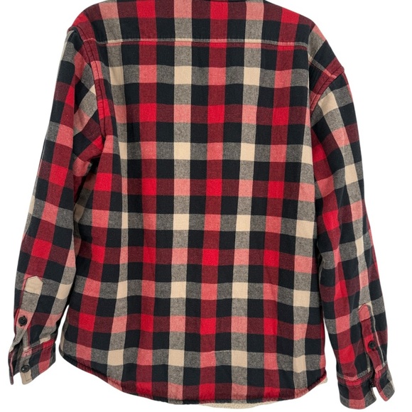 J Crew Flannel Shirt Jacket Mens Size XL Sherpa Lined Plaid Mercantile Heavy - Picture 3 of 9